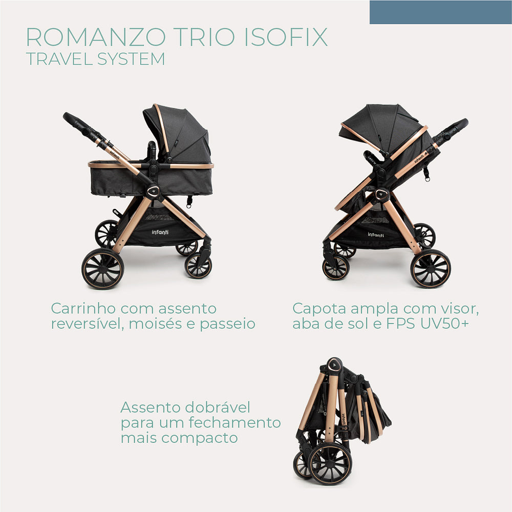 Infanti Brasil | Travel System Romanzo Trio Isofix | Segurança e